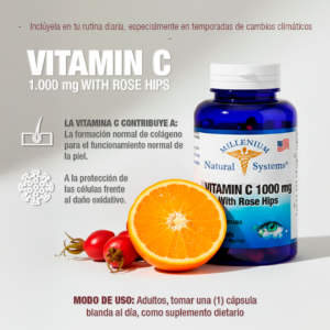 Vitamin C 1000 mg Rose Hips x 100 Softgels - Image 4