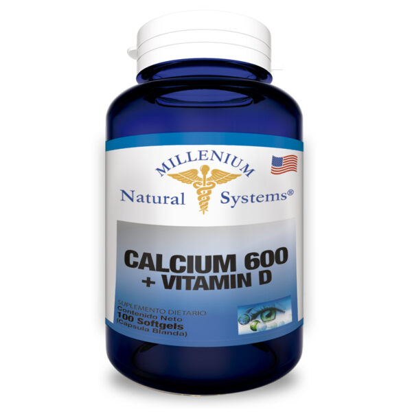 suplementos dietarios Calcium 600 + vitamina D 100 softgels, Millenium Natural Systems