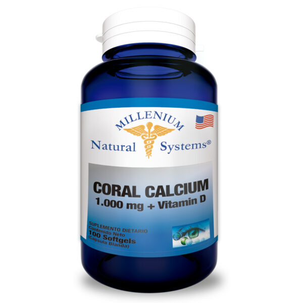 suplementos dietarios Coral Calcium + Vitamin D 100 Softgels, Millenium Natural Systems