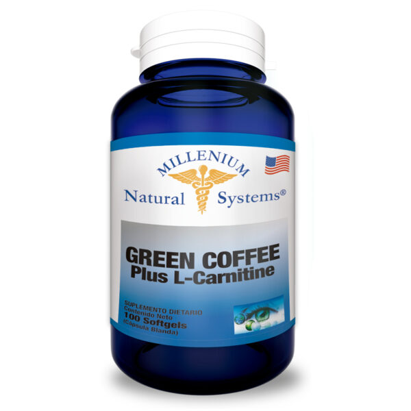 suplementos dietarios Green Coffee PLus L Carnitine 100 Softgels, millenium natural systems