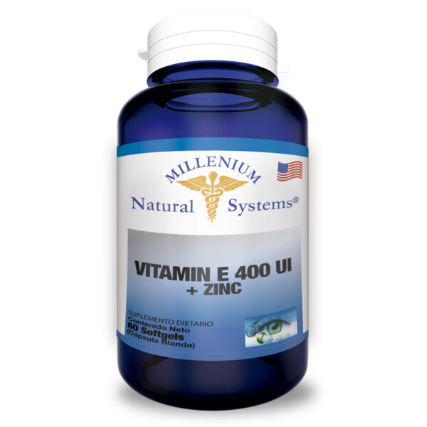 Suplementos dietarios Vitamin E 400 IU + Zinc 60 Softgels, Millenium Natural Systems