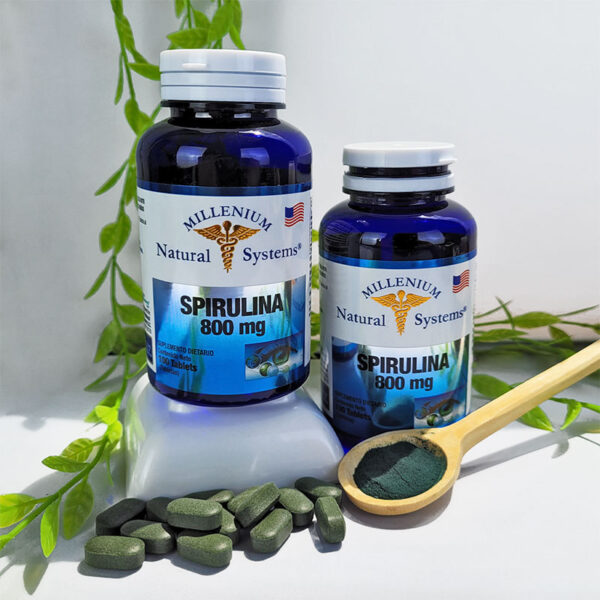 Spirulina 800 mg x 100 Tabletas - Suplemento dietario - Millenium Natural Systems
