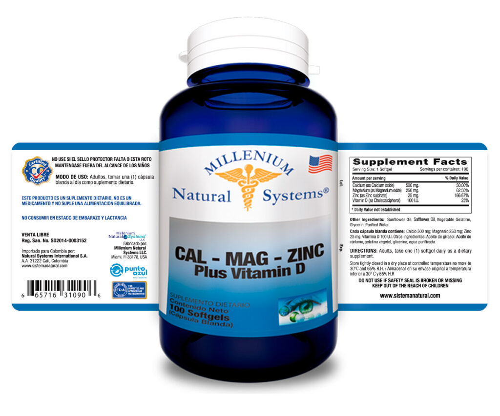 Cal Mag Zinc Plus Vitamin D x 100 Softgels - Tienda Online MNS