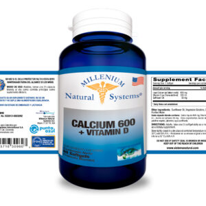 Calcium 600 + Vitamin D x 60 Softgels - Millenium Natural Systems