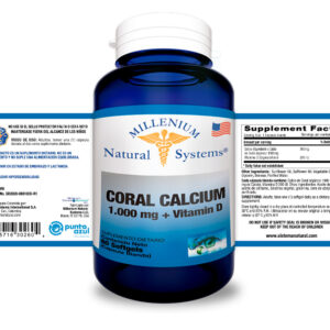 Coral Calcium 1000 mg + Vitamin D x 60 Softgels - Millenium Natural Systems