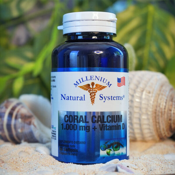 Coral Calcium 1000 mg + Vitamin D x 60 Softgels - Millenium Natural Systems