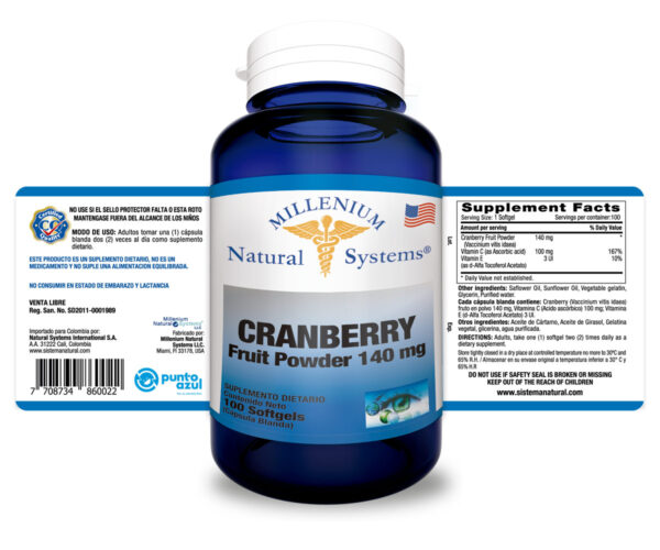 Cranberry-Fruit-Powder-140-mg-x-100-Softgels Millenium Natural Systems