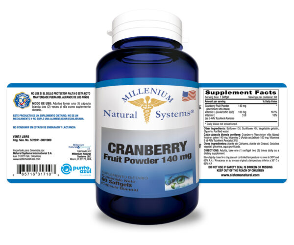 Cranberry-Fruit-Powder-140-mg-x-60-Softgels Millenium Natural Systems