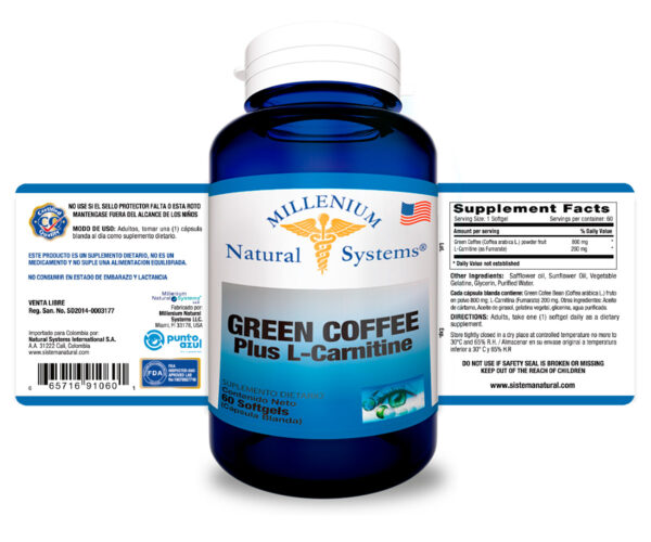 Green Coffee Plus L Carnitine x 60 Softgels Millenium Natural Systems