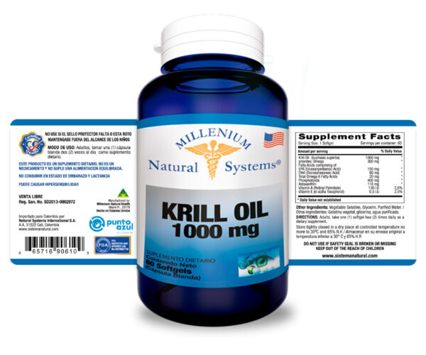 Krill Oil 1000 mg x 60 Softgels Millenium Natural Systems