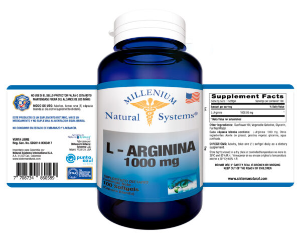 L-Arginina 1000 mg x 100 Softgels Millenium Natural Systems