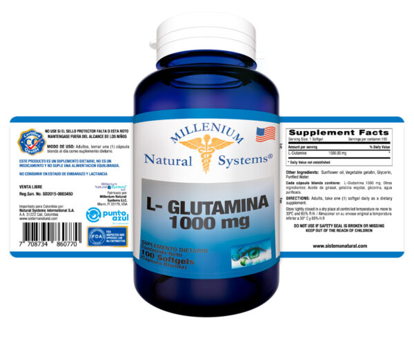 L-Glutamina 1000 mg x 100 Softgels Millenium Natural Systems