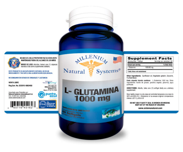 L-Glutamina 1000 mg x 60 Softgels Millenium Natural Systems