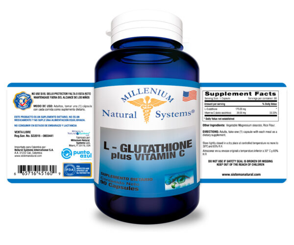 L-Glutathione plus Vitamin C x 90 Cápsulas Millenium Natural Systems