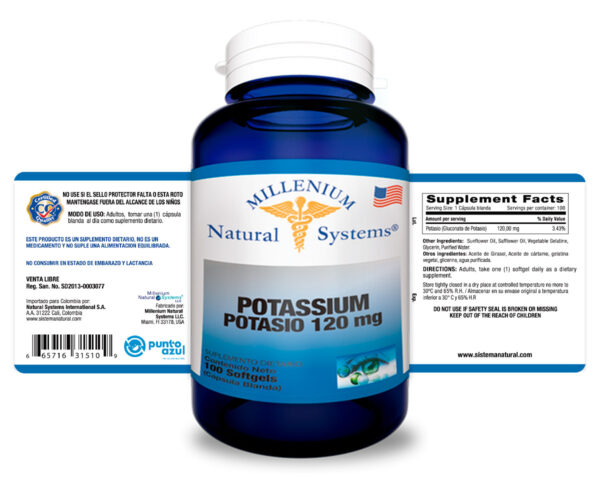 Potassium 120 mg x 100 Softgels Millenium Natural Systems