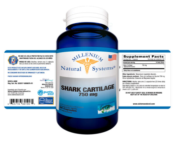 Shark Cartilage 750 mg x 90 Cápsulas Millenium Natural Systems