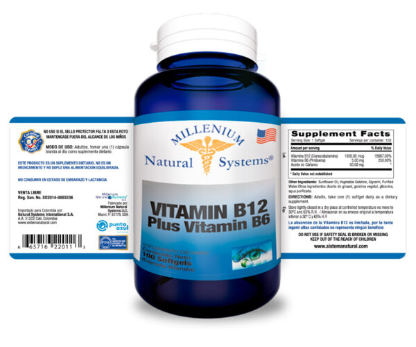 Vitamin B 12 Plus Vitamin B 6 x 100 Millenium Natural Systems
