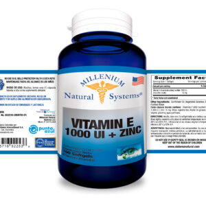 Vitamin E 1000 UI + Zinc x 100 Softgels Millenium Natural Systems