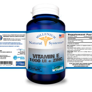 Vitamin E 1000 UI + Zinc x 60 Softgels Millenium Natural Systems