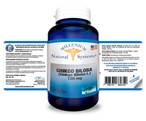 Ginkgo Biloba 120 mg x 100 softgels Millenium Natural Systems