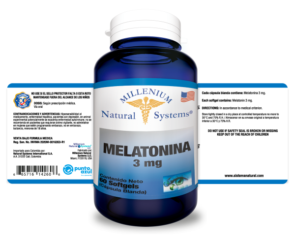 Melatonina 3 mg x 60 softgels Millenium Natural Systems