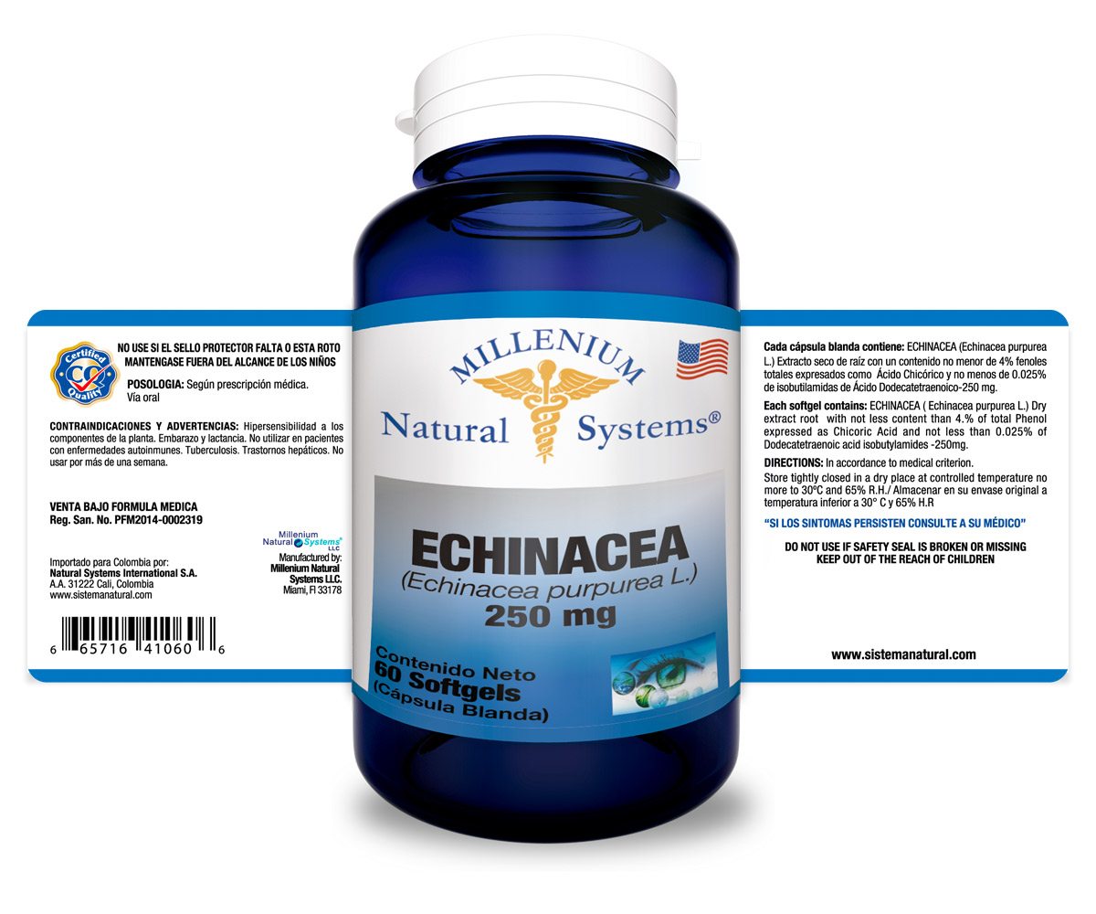 Echinacea 250 mg x 60 softgels Millenium Natural Systems