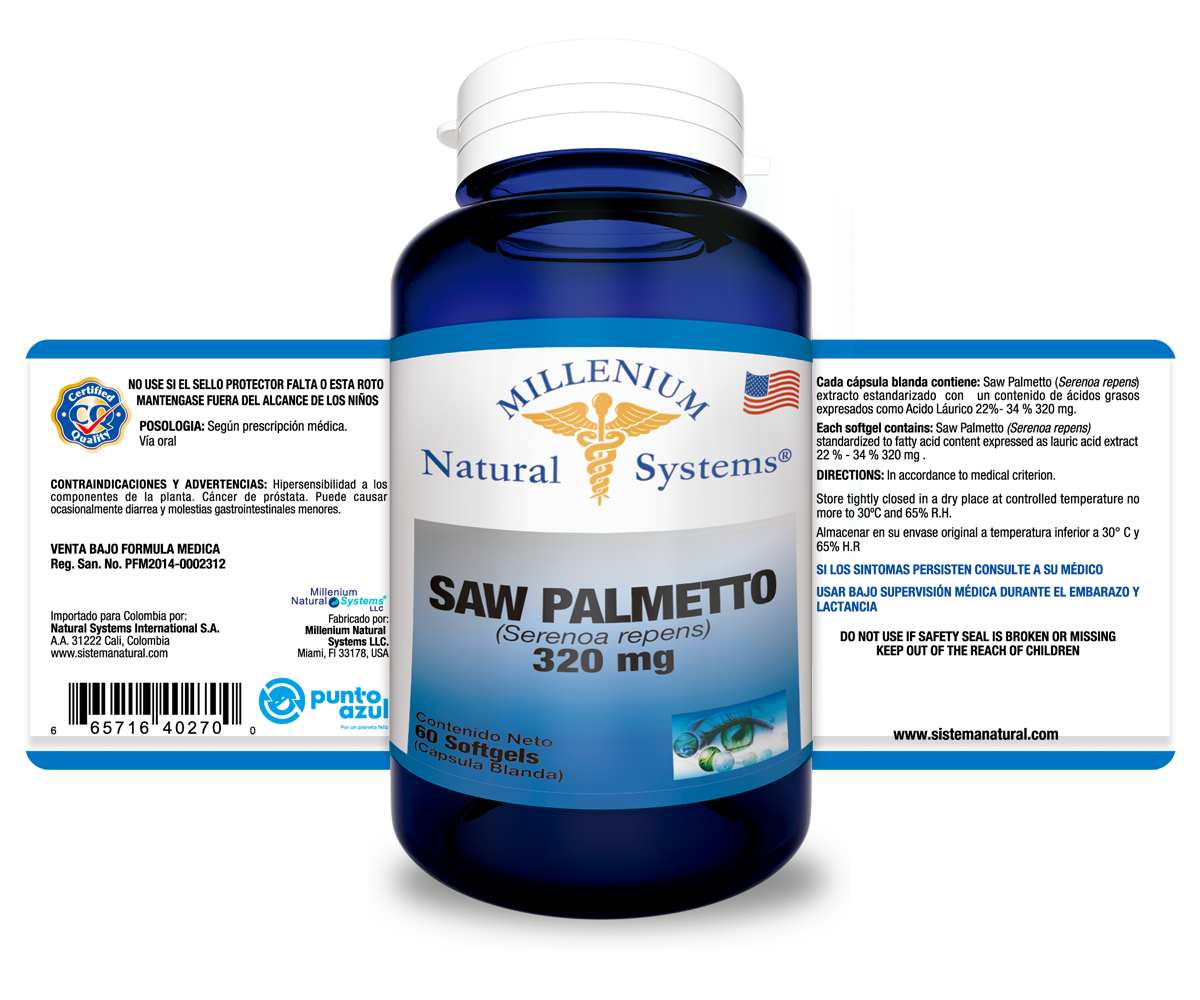 Saw Palmetto 3230 x 60 softgels Millenium Natural Systems