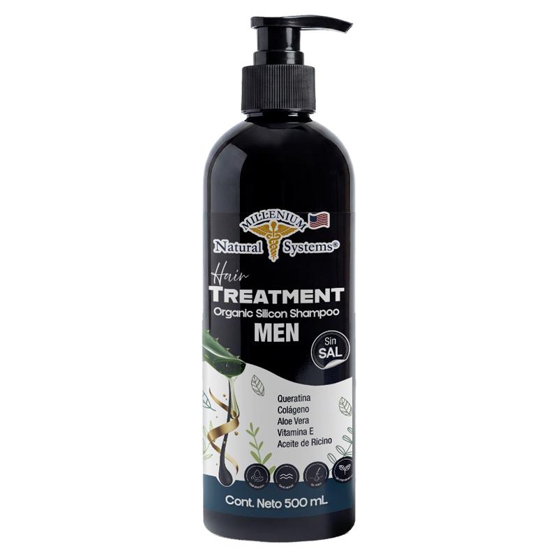 Hair Treatment Organic Silicon Shampoo 500 ml para hombre- Millenium Natural Systems