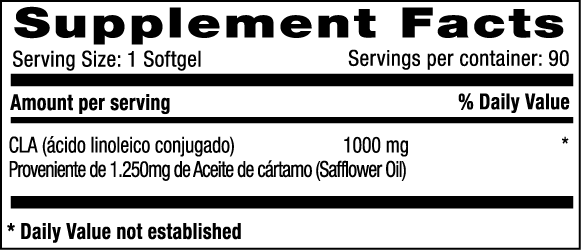 CLA 1000 mg x 90 softgels Supplement Fact Millenium Natural Systems